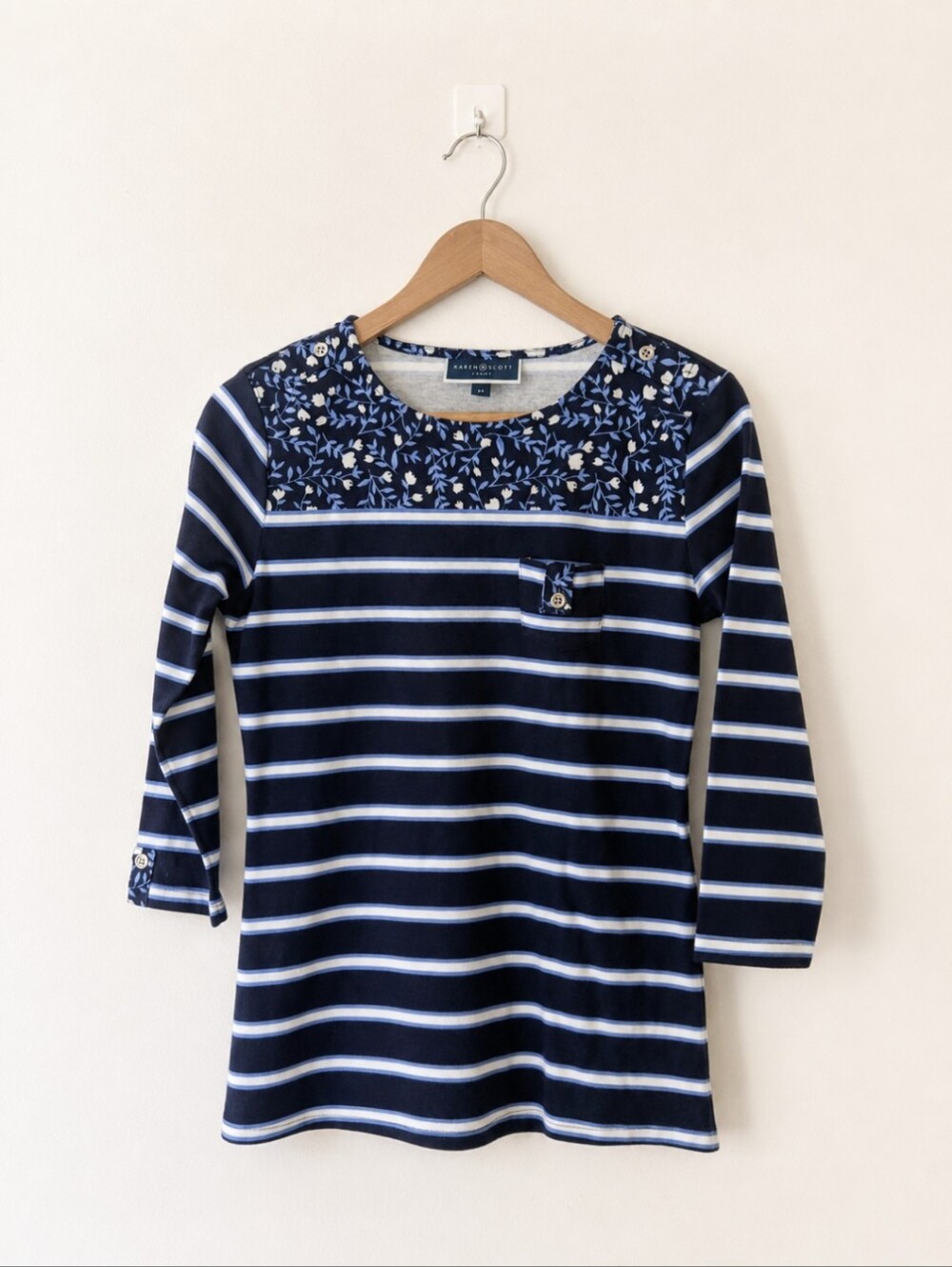 Karen Scott Floral Striped Top - Picture 2 of 6